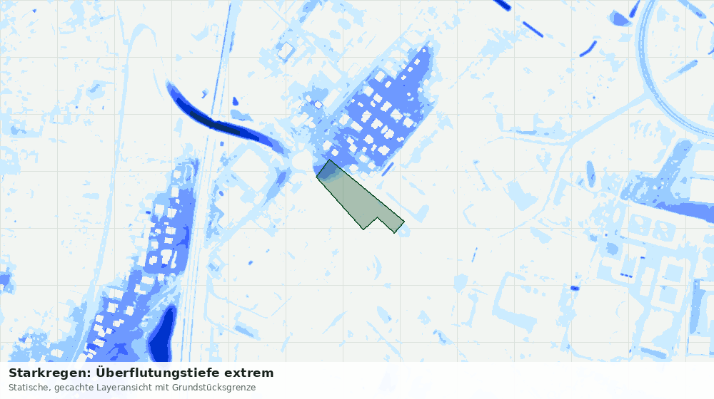 Statische Kartenansicht: Starkregen: Überflutungstiefe extrem