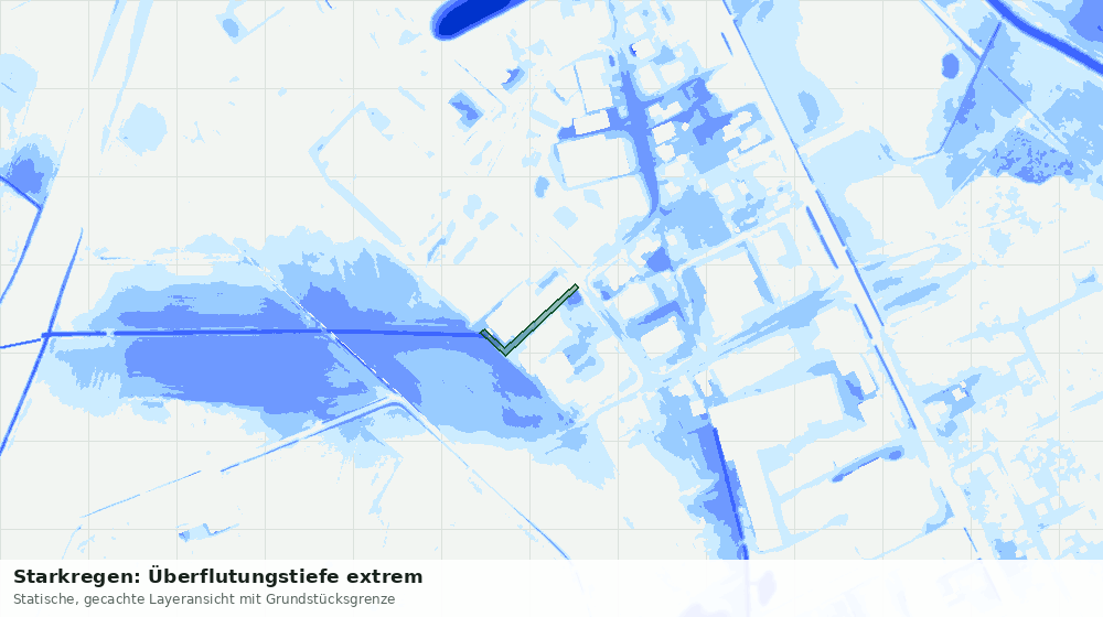 Statische Kartenansicht: Starkregen: Überflutungstiefe extrem