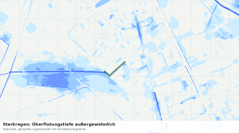 Statische Kartenansicht: Starkregen: Überflutungstiefe außergewöhnlich