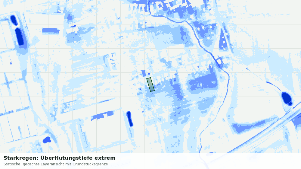 Statische Kartenansicht: Starkregen: Überflutungstiefe extrem