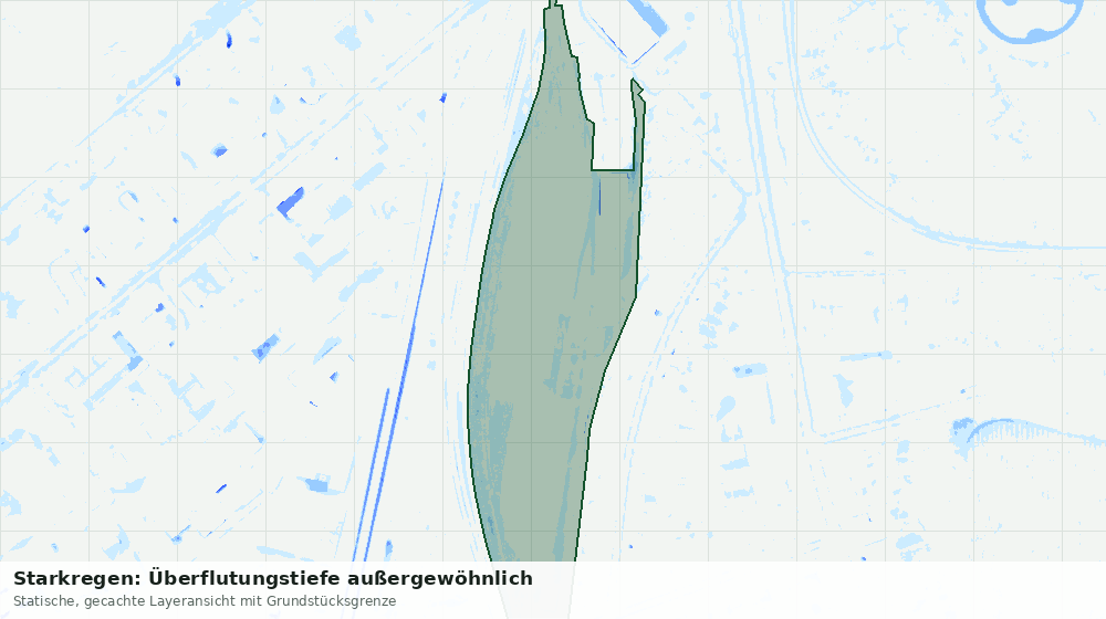 Statische Kartenansicht: Starkregen: Überflutungstiefe außergewöhnlich