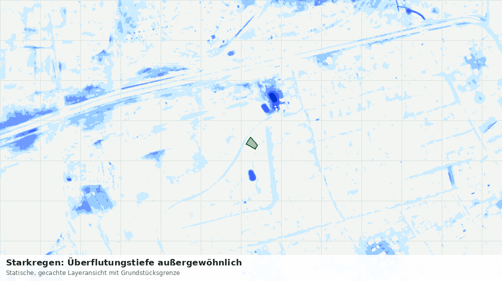 Statische Kartenansicht: Starkregen: Überflutungstiefe außergewöhnlich
