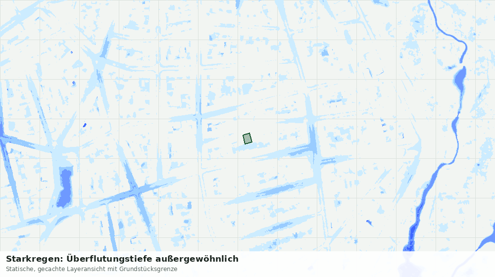 Statische Kartenansicht: Starkregen: Überflutungstiefe außergewöhnlich
