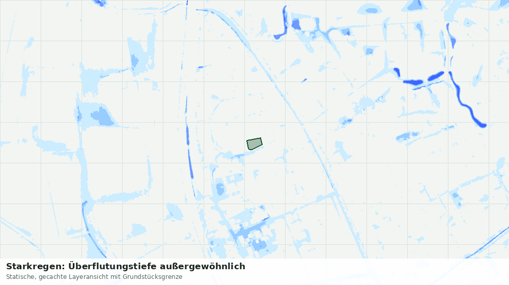 Statische Kartenansicht: Starkregen: Überflutungstiefe außergewöhnlich