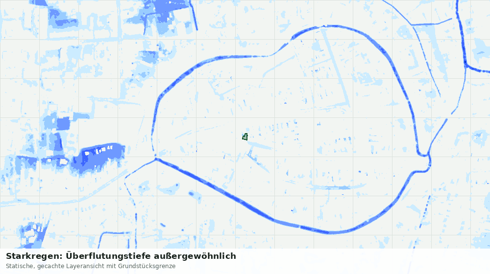 Statische Kartenansicht: Starkregen: Überflutungstiefe außergewöhnlich