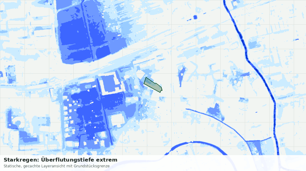 Statische Kartenansicht: Starkregen: Überflutungstiefe extrem