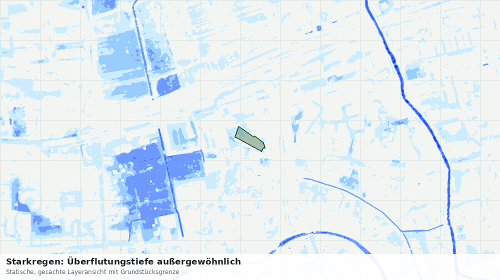 Statische Kartenansicht: Starkregen: Überflutungstiefe außergewöhnlich