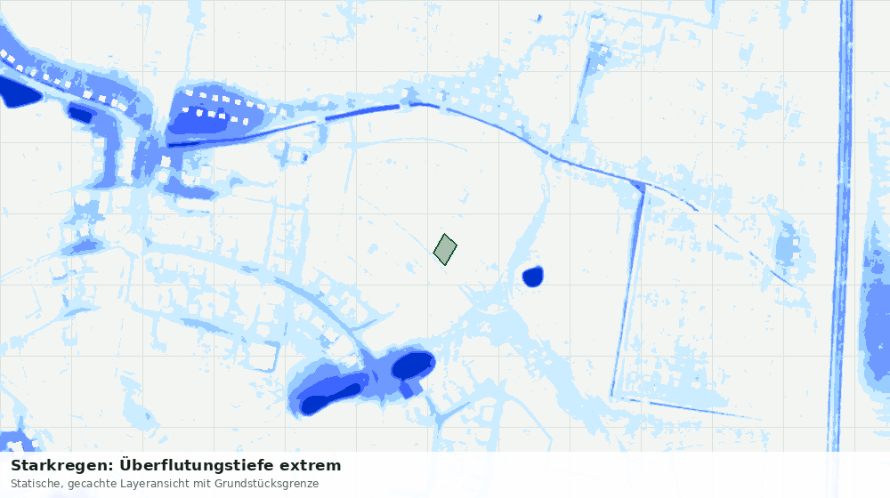 Statische Kartenansicht: Starkregen: Überflutungstiefe extrem