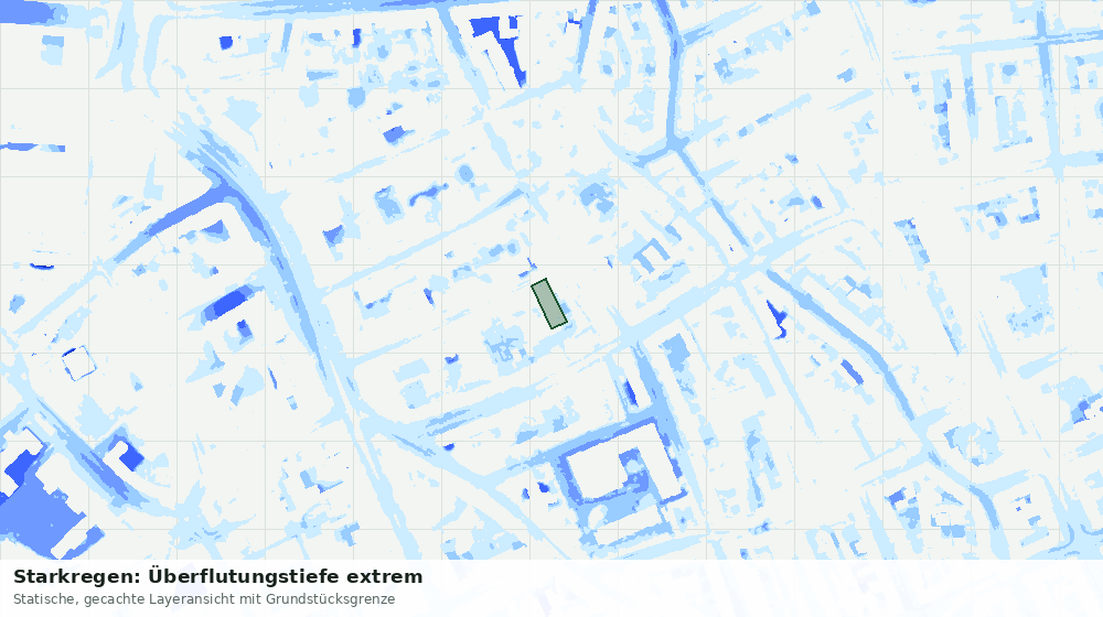 Statische Kartenansicht: Starkregen: Überflutungstiefe extrem