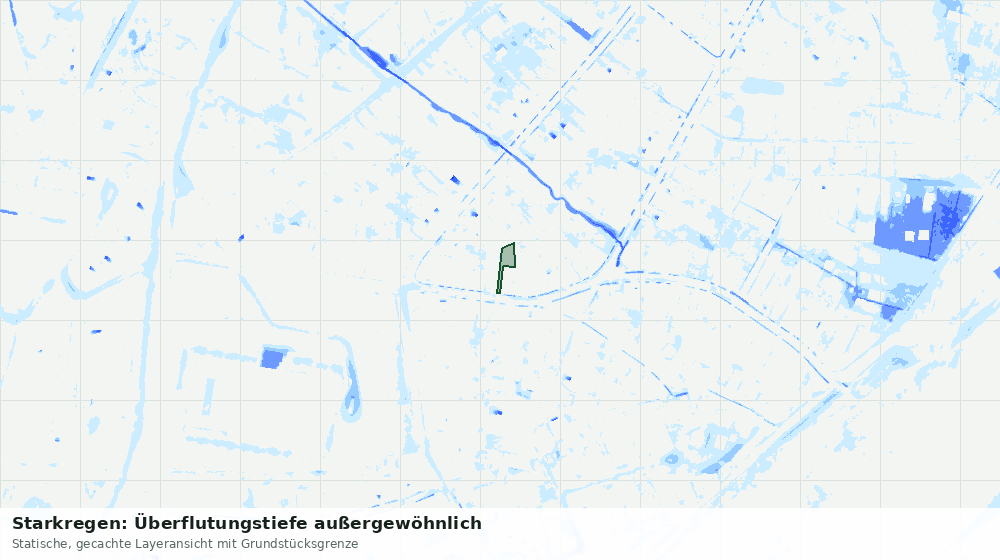 Statische Kartenansicht: Starkregen: Überflutungstiefe außergewöhnlich