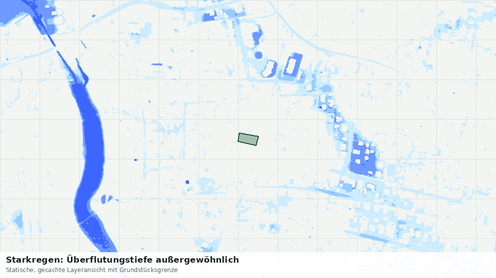 Statische Kartenansicht: Starkregen: Überflutungstiefe außergewöhnlich