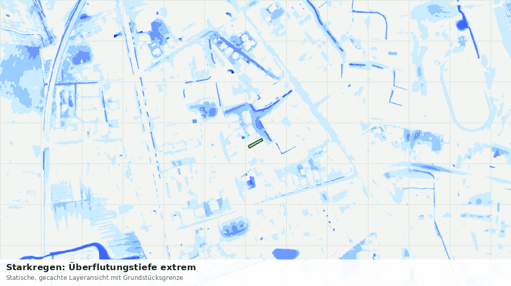 Statische Kartenansicht: Starkregen: Überflutungstiefe extrem