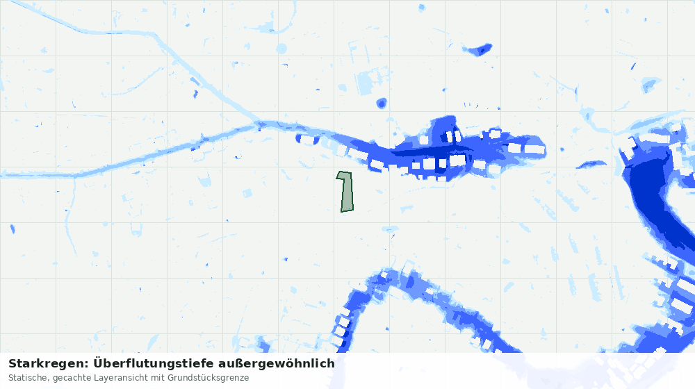 Statische Kartenansicht: Starkregen: Überflutungstiefe außergewöhnlich