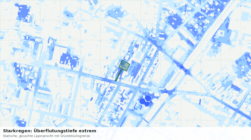 Statische Kartenansicht: Starkregen: Überflutungstiefe extrem