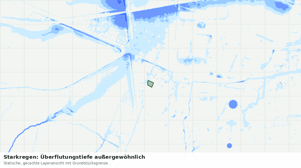 Statische Kartenansicht: Starkregen: Überflutungstiefe außergewöhnlich
