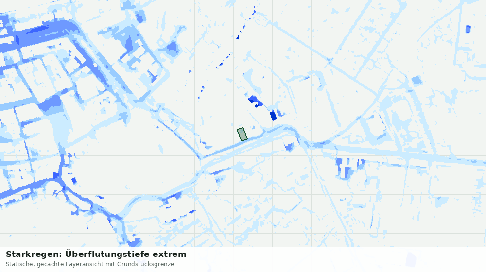 Statische Kartenansicht: Starkregen: Überflutungstiefe extrem