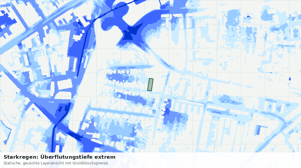 Statische Kartenansicht: Starkregen: Überflutungstiefe extrem