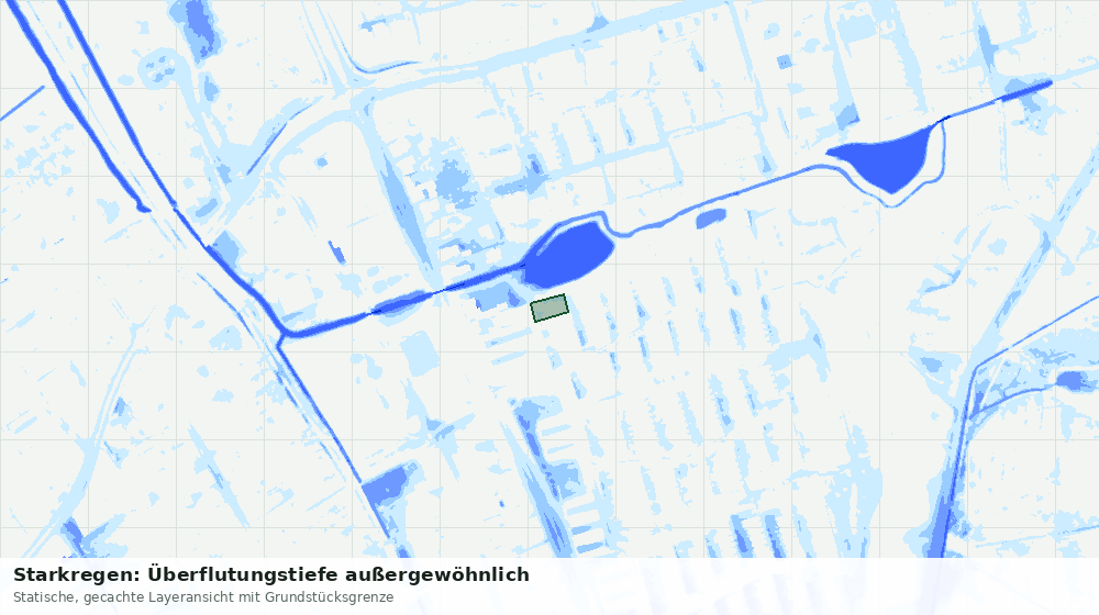 Statische Kartenansicht: Starkregen: Überflutungstiefe außergewöhnlich