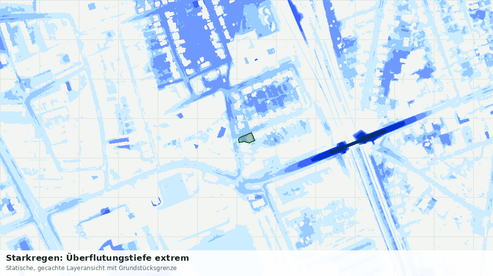 Statische Kartenansicht: Starkregen: Überflutungstiefe extrem