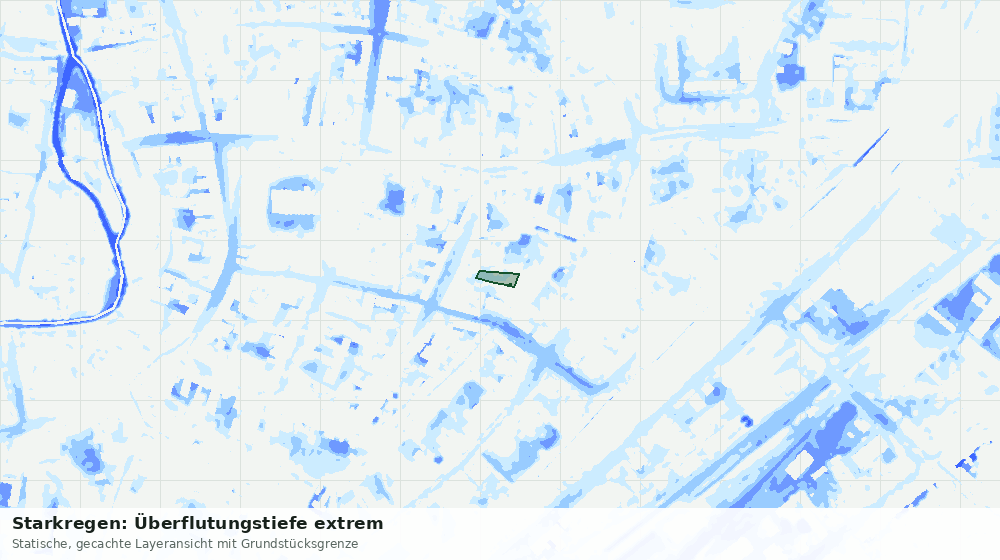 Statische Kartenansicht: Starkregen: Überflutungstiefe extrem