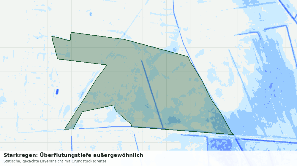 Statische Kartenansicht: Starkregen: Überflutungstiefe außergewöhnlich