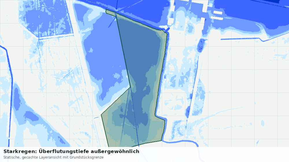 Statische Kartenansicht: Starkregen: Überflutungstiefe außergewöhnlich