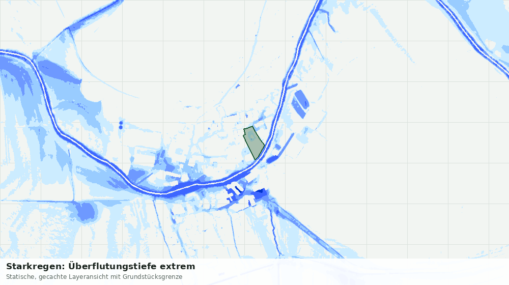Statische Kartenansicht: Starkregen: Überflutungstiefe extrem