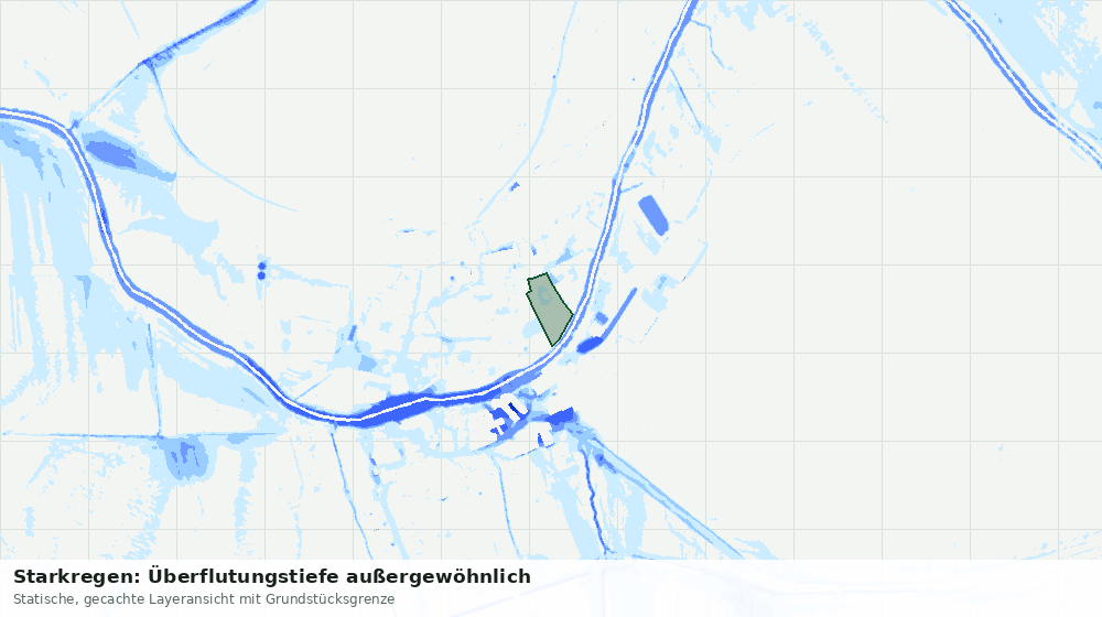 Statische Kartenansicht: Starkregen: Überflutungstiefe außergewöhnlich