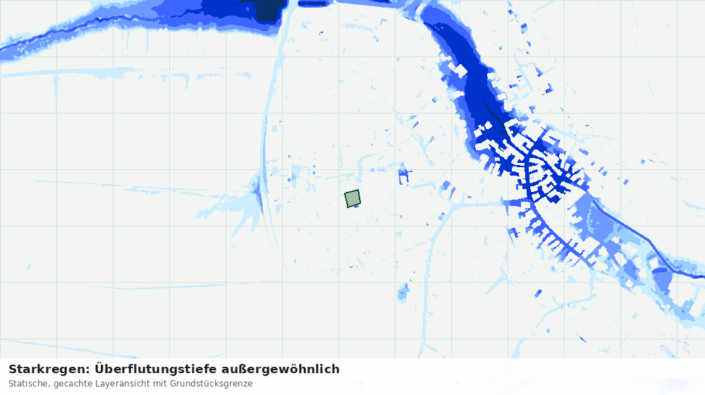 Statische Kartenansicht: Starkregen: Überflutungstiefe außergewöhnlich