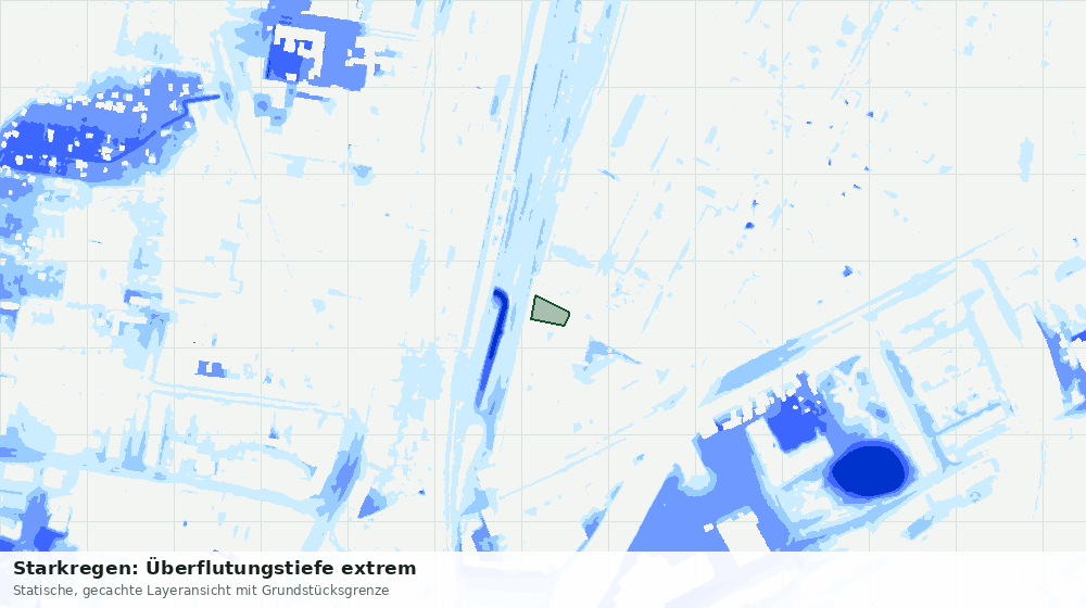 Statische Kartenansicht: Starkregen: Überflutungstiefe extrem