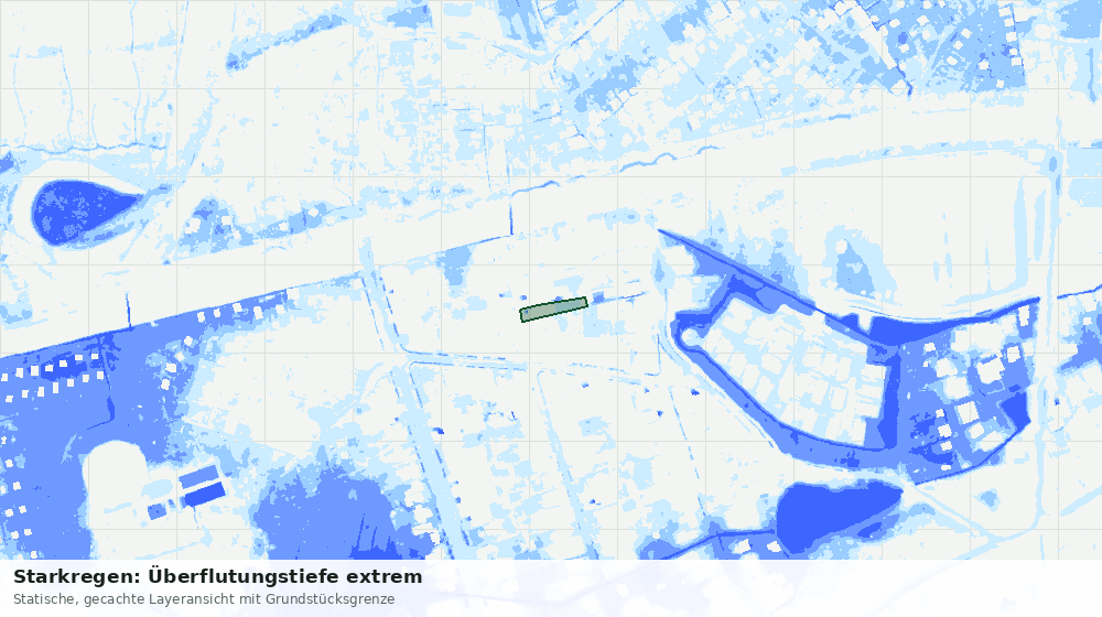 Statische Kartenansicht: Starkregen: Überflutungstiefe extrem