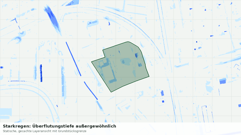 Statische Kartenansicht: Starkregen: Überflutungstiefe außergewöhnlich