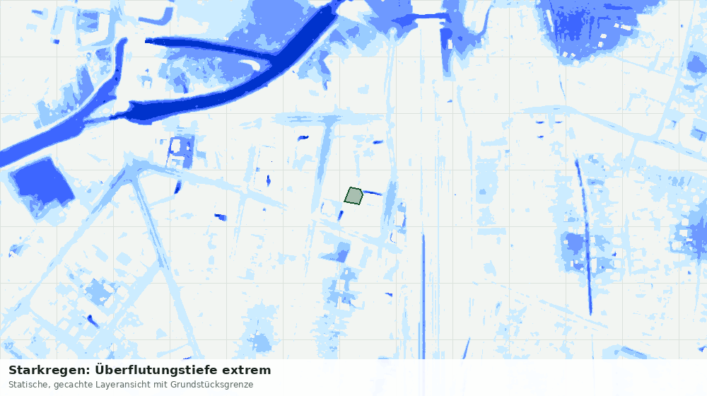 Statische Kartenansicht: Starkregen: Überflutungstiefe extrem