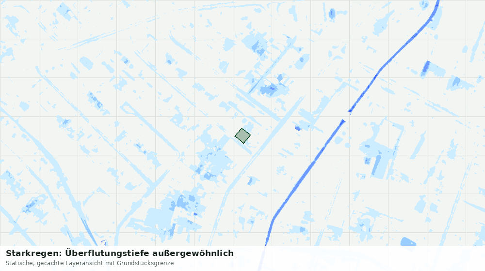 Statische Kartenansicht: Starkregen: Überflutungstiefe außergewöhnlich