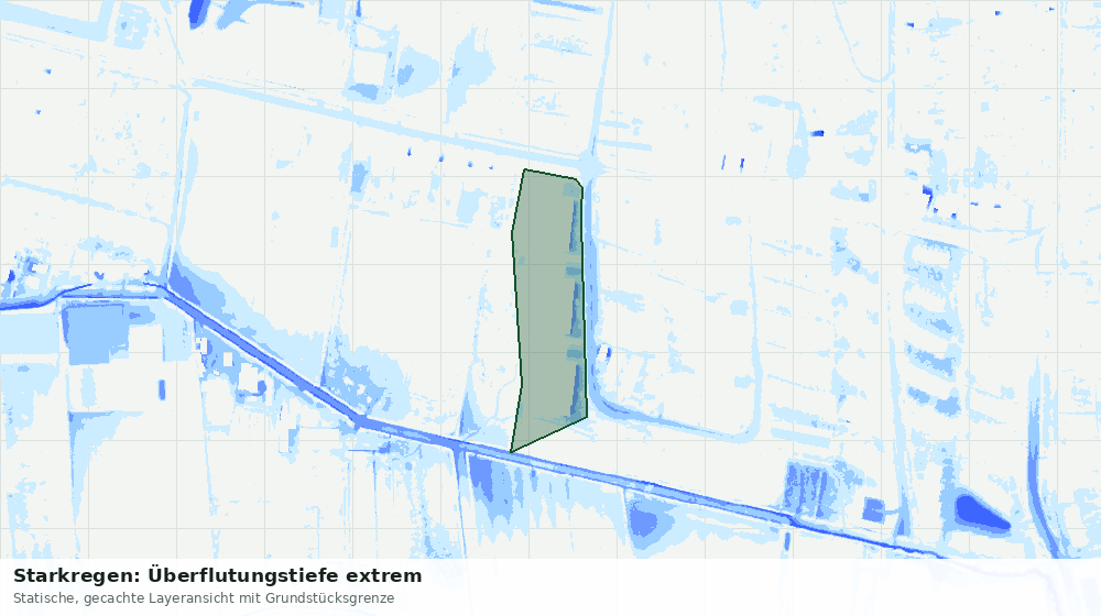 Statische Kartenansicht: Starkregen: Überflutungstiefe extrem
