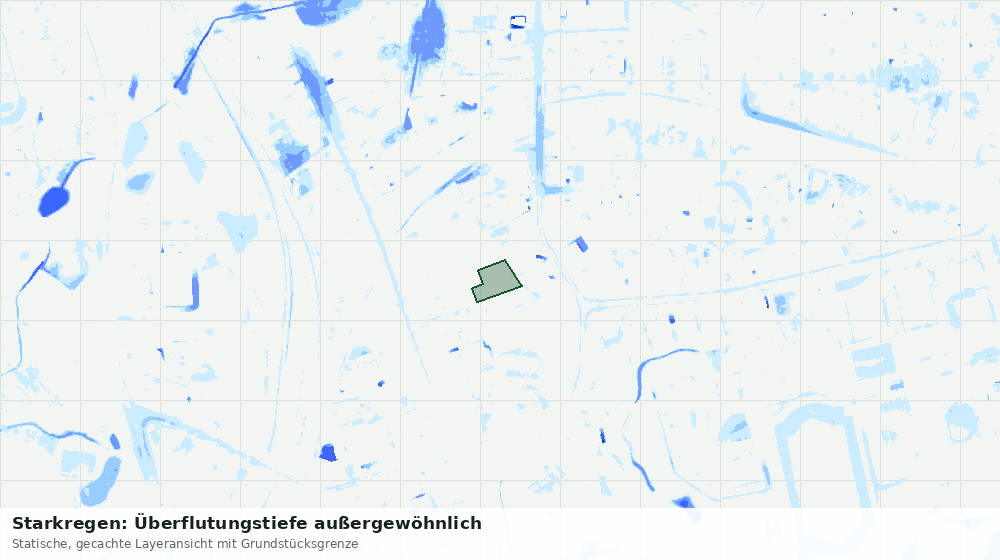 Statische Kartenansicht: Starkregen: Überflutungstiefe außergewöhnlich