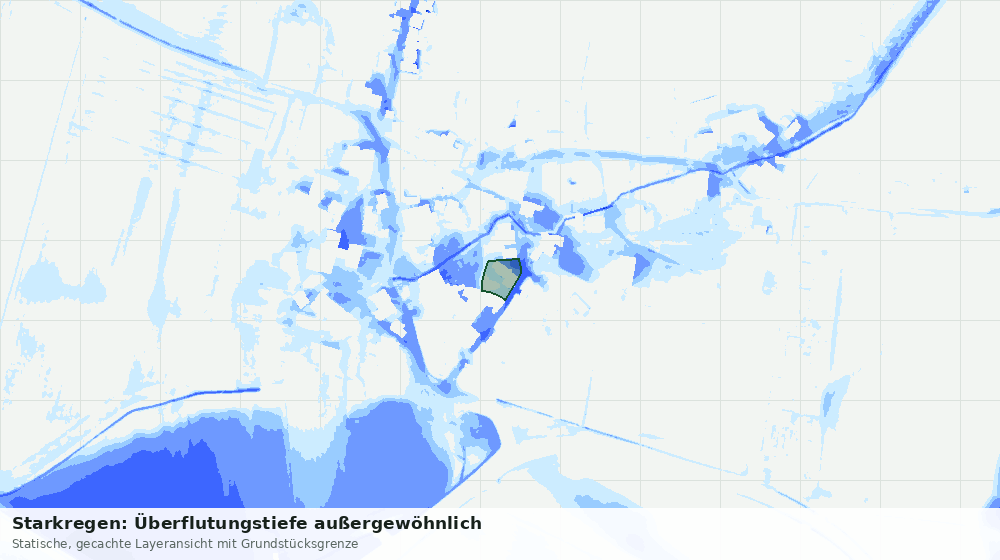 Statische Kartenansicht: Starkregen: Überflutungstiefe außergewöhnlich