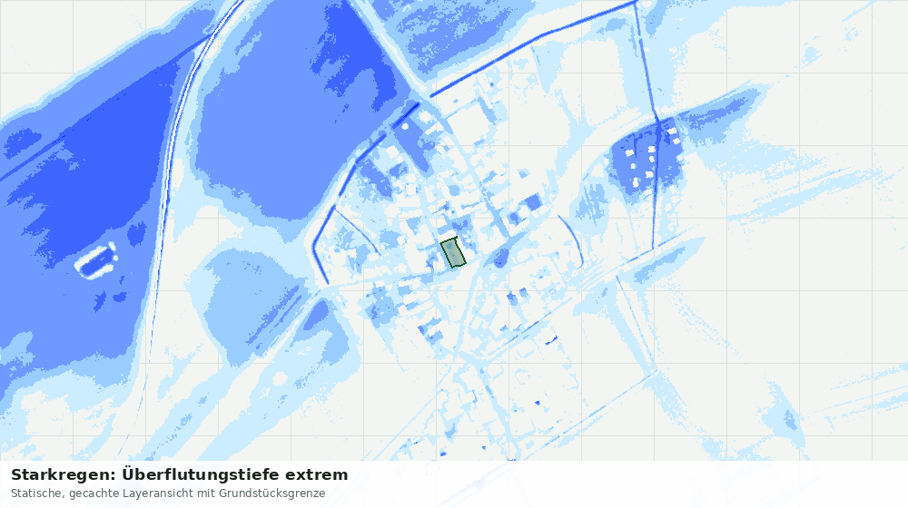Statische Kartenansicht: Starkregen: Überflutungstiefe extrem