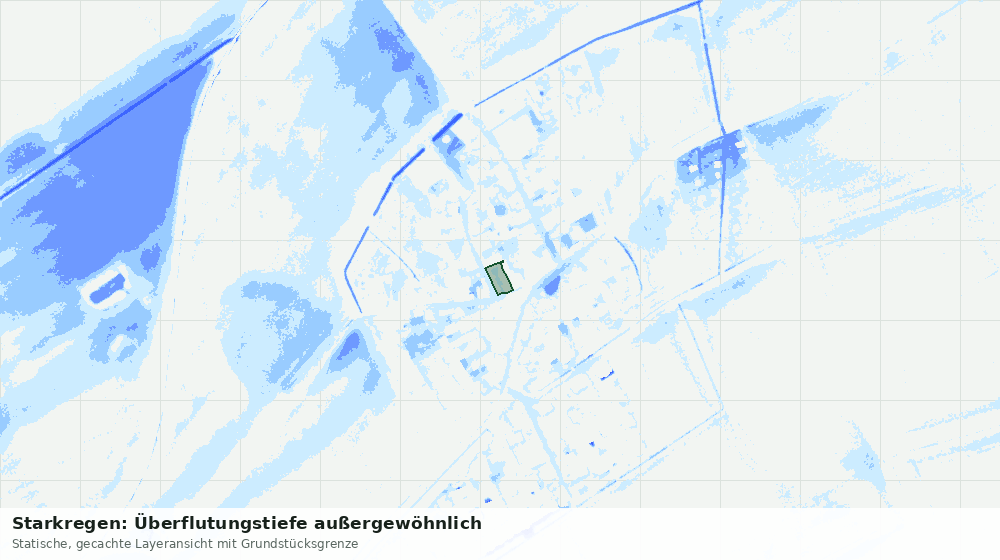 Statische Kartenansicht: Starkregen: Überflutungstiefe außergewöhnlich