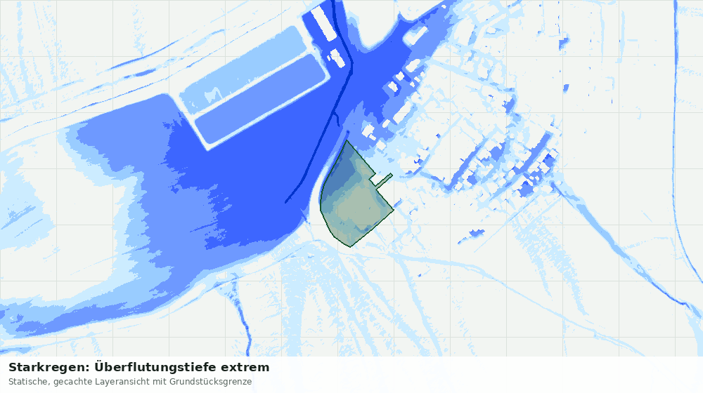 Statische Kartenansicht: Starkregen: Überflutungstiefe extrem