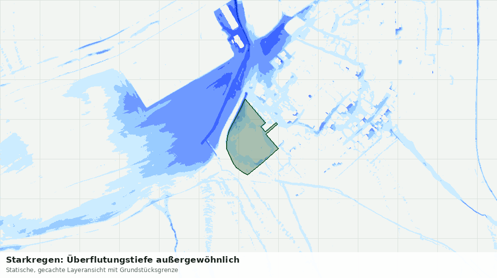 Statische Kartenansicht: Starkregen: Überflutungstiefe außergewöhnlich