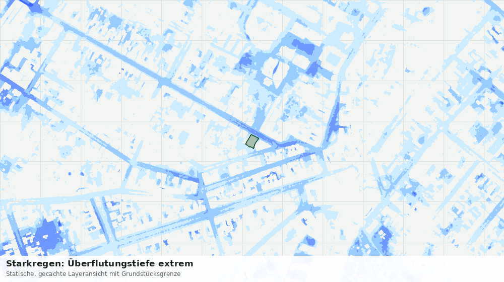 Statische Kartenansicht: Starkregen: Überflutungstiefe extrem