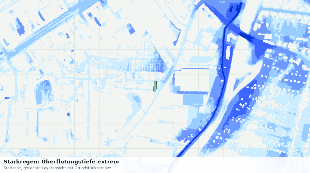 Statische Kartenansicht: Starkregen: Überflutungstiefe extrem