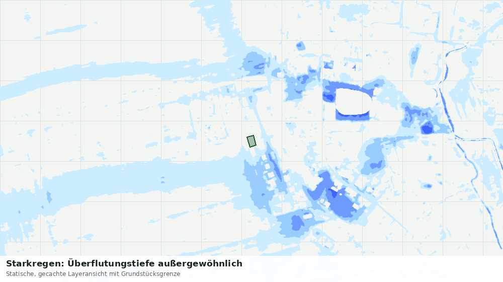 Statische Kartenansicht: Starkregen: Überflutungstiefe außergewöhnlich