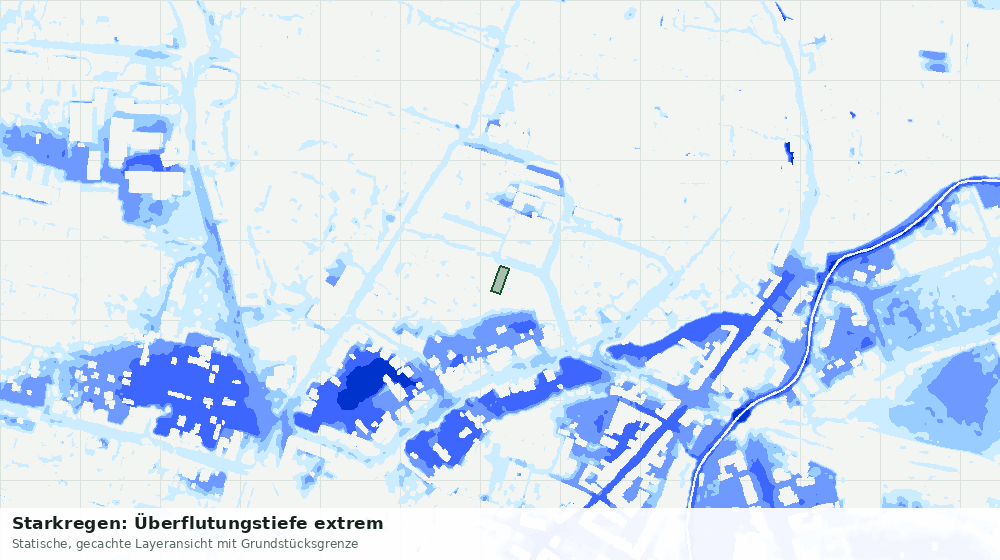 Statische Kartenansicht: Starkregen: Überflutungstiefe extrem