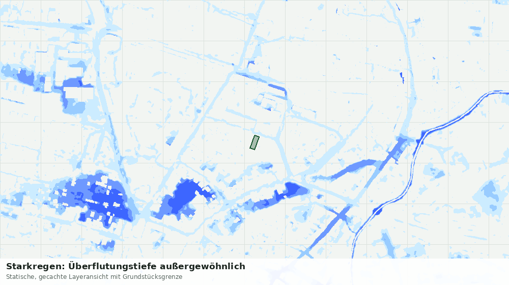 Statische Kartenansicht: Starkregen: Überflutungstiefe außergewöhnlich