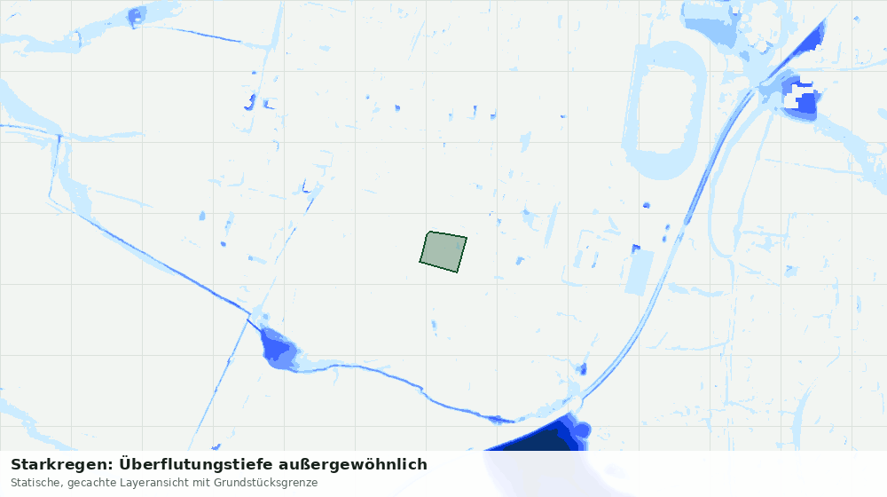 Statische Kartenansicht: Starkregen: Überflutungstiefe außergewöhnlich