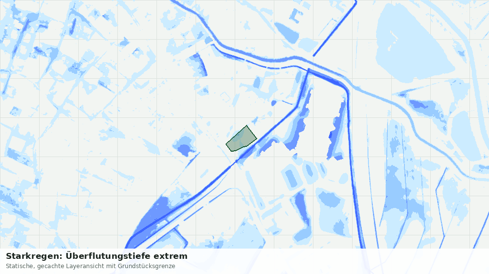 Statische Kartenansicht: Starkregen: Überflutungstiefe extrem