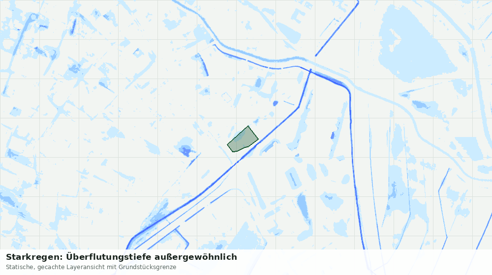Statische Kartenansicht: Starkregen: Überflutungstiefe außergewöhnlich