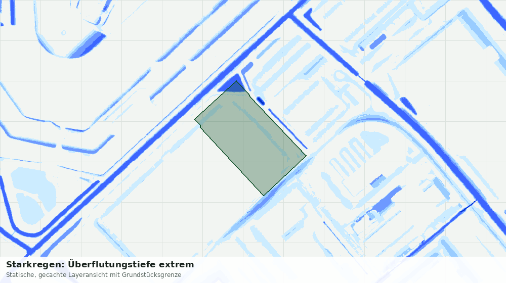 Statische Kartenansicht: Starkregen: Überflutungstiefe extrem
